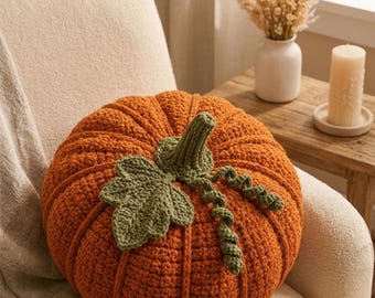 Haakpatroon voor een pompoenkussen (PDF), herfsthaakpatroon, pompoendecoratiepatroon, herfstkussen, Halloween woondecoratie, PDF-download