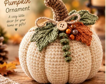 Haakpatroon voor een pompoenornament, herfstpompoen PDF, haakpatroon voor herfstdecoratie, Thanksgiving-ornament, pompoenhuisdecoratie, direct te downloaden