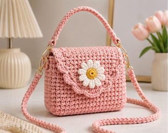 Haakpatroon voor een tas (PDF), mini-tasje tutorial voor kinderen, handtas tutorial, beginnersvriendelijk, haakpatroon voor een tas voor beginners (PDF), makkelijke schoudertas