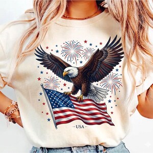 Faux Patchwork Eagle USA Flag PNG (Digital Download)