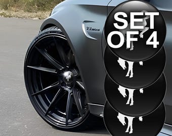 Wheel Center Cap Stickers Set of 4 – 3D Domed Epoxy Logo Decals – Custom Rim Hubcap Emblems – Waterproof