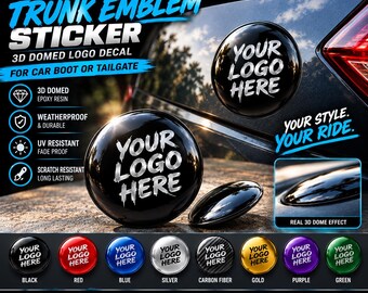 Custom Trunk Emblem Sticker - 3D Domed Logo Decal for Car Boot or Tailgate