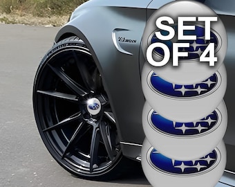 3D Domed Wheel Center Cap Stickers Set of 4 – Epoxy Logo Decals for Car Rims – Hubcap Emblem Replacement