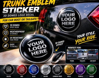 Custom Trunk Emblem Sticker - 3D Domed Logo Decal for Car Boot or Tailgate