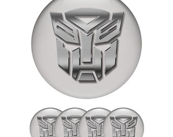 3D Domed Wheel Center Cap Stickers Set of 4 – Custom Robot Logo Rim Decals, Car Hubcap Overlay, Universal Auto Accessories
