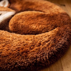 Plush hand tufted fox rug, thick fluffy animal area carpet for cozy bedroom decor, soft orange woodland floor mat, luxury faux fur nursery rug, cute forest inspired home accent for kids room