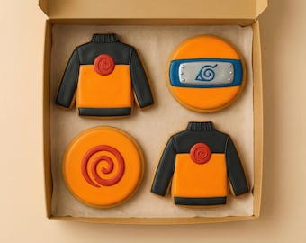 Anime ninjakoekjes, op cartoons geïnspireerde koekjes, koekjes koninklijke glazuur, koekjes verjaardagsfeestje, op maat gemaakte koekjes