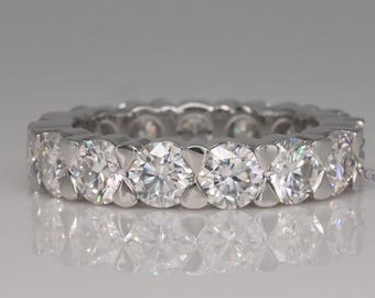 Pełna wieczna obrączka ślubna, diamentowa obrączka zaręczynowa, okrągły pierścionek z diamentem hodowanym laboratoryjnie, diamentowy pierścionek rocznicowy, okrągła obrączka z diamentem, prezent dla niej