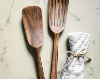 Juego de espátulas de madera de teca, espátula ranurada, utensilios de cocina antiadherentes.