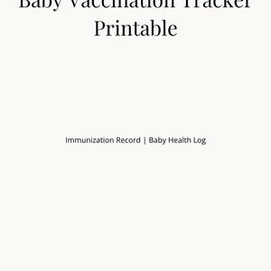 Registro de vacunación infantil imprimible / Registro de inmunizaciones / Seguimiento de la salud del bebé / Calendario de vacunación en PDF / Planificador minimalista para bebés
