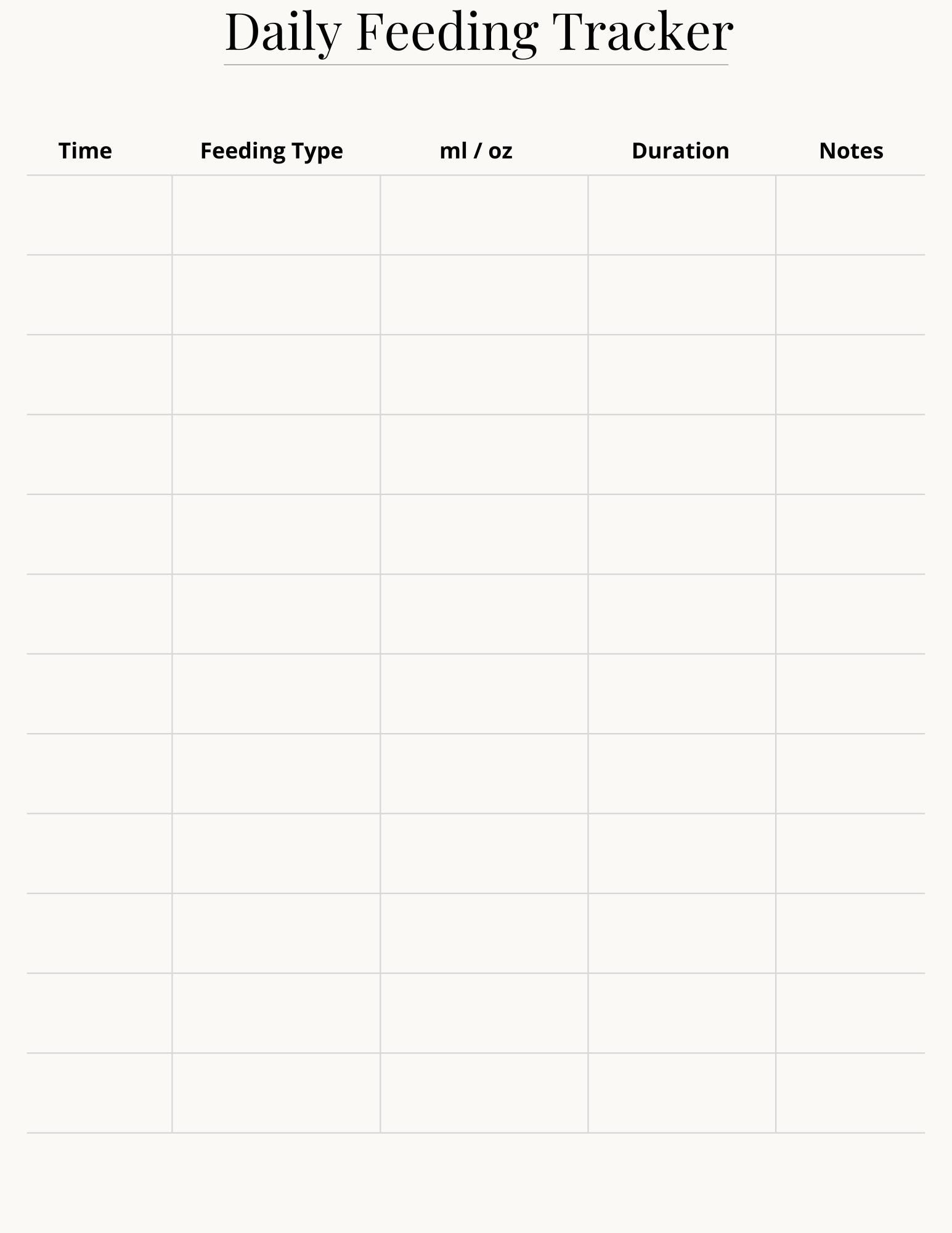Baby Feeding Tracker Printable | Newborn Feeding Log | Breastfeeding ...