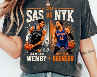 Wembanyama Brunson Vintage Shirt, Spurs vs Knicks Basketball Tee, Victor Wembanyama Jalen Brunson Fan Gift Unisex