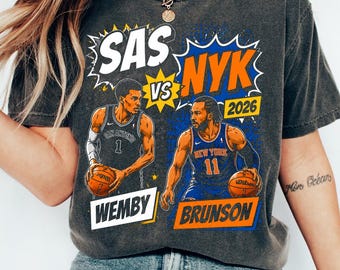 Wemby vs Brunson Finals Basketball Comfort Colors Shirt, San Antonio vs New York Fan Tee, Vintage Sports Graphic T-Shirt