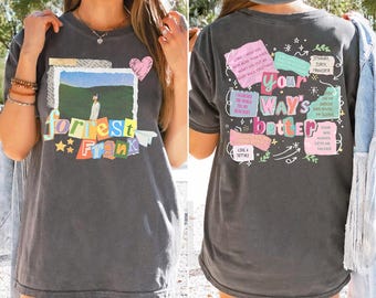 フォレスト・フランク ツアーシャツ、Your Way Is Better 歌詞グラフィックTシャツ、両面プリントのクリスチャンコンサートグッズ、スクラップブック風クリスチャンアパレル