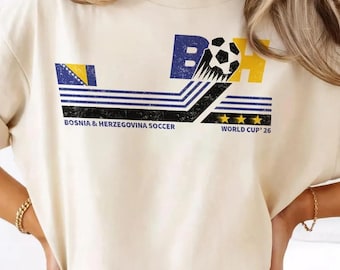 Bosnia And Herzegovina Soccer World Vintage Comfort Colors Shirt, Bosnia & Herzegovina 26 World Cup Soccer Fan T-Shirt, Bosnian Football Tee