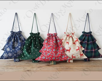 Patrón de costura en PDF para bolsa de regalo con forma de árbol de Navidad (5 tamaños, forrada)