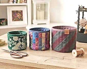 Round Fabric Basket PDF Pattern - 3 Sizes & 3 Versions from One Template - Digital Download
