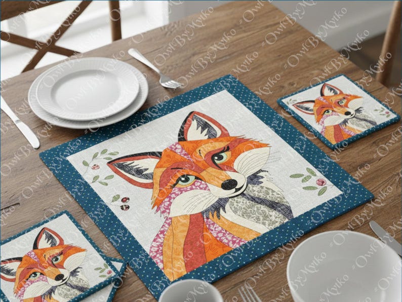 Patrón de costura para edredón con apliques de zorro: Plantilla PDF para principiantes (A4, Carta EE. UU.) imagen 10