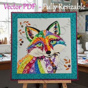 Fox Applique Quilt Sewing Pattern: Beginner-Friendly PDF Template (A4, US Letter)