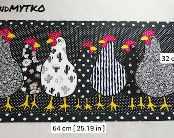 Patrón de costura para camino de mesa con apliques de pollo: Plantilla PDF para principiantes (A4, Carta EE. UU.)
