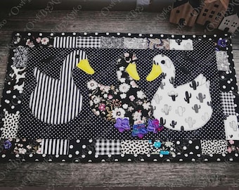 Ducks Appliqué Table Runner Sewing Pattern: Beginner-Friendly PDF Template (A4, US Letter)