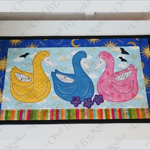 Patron de couture pour chemin de table pour appliqué canards : modèle PDF adapté aux débutants (A4, lettre US)