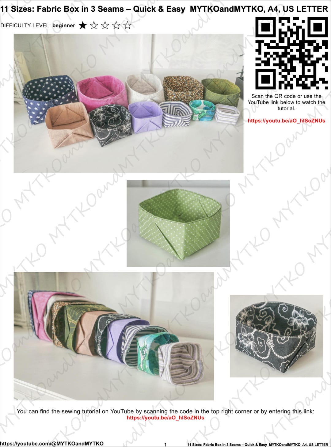 Fabric Box Sewing Pattern: 11 Sizes, Beginner Friendly (PDF ...