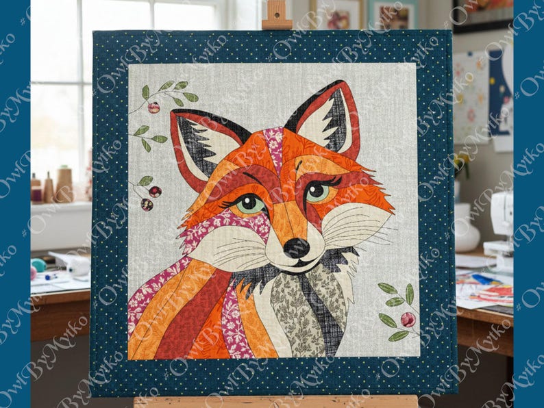 Patrón de costura para edredón con apliques de zorro: Plantilla PDF para principiantes (A4, Carta EE. UU.) imagen 4