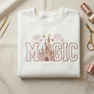 Stickmuster „Disney-Schloss“, magische Stickdatei, Sofort-Download, Maschinenstickmuster, digitales Design „Märchenschloss“