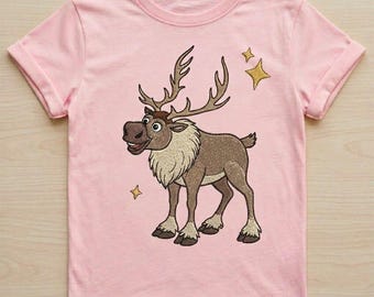 Disney Frozen Sven Embroidery Design, Reindeer Machine Embroidery File, Cute Cartoon Reindeer Pattern for Kids, Digital Embroidery Download