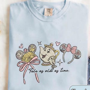 Embroidery Bow Beauty And The Beast File, Disney Tale As Old As Time Tee, Disney Girl Trip Shirt, Princess Belle Shirt