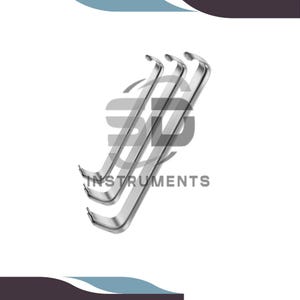 May include: Three stainless steel surgical instruments with curved, hook-like ends. The instruments are arranged diagonally against a white background. The text "SD INSTRUMENTS" is visible in the center of the image.