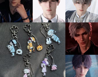 Cute Pajama Anime Character Acrylic Keychain, Sakura Flower Clasp Keyring with Mini Cartoon Charm, Kawaii Fan Art Bag Pendant