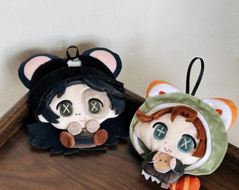 Fanmade Identity V Plush Pendant, 10cm Mini Cotton Doll, Raccoon & Mouse Hood Character Plush Keychain, Backpack Charm