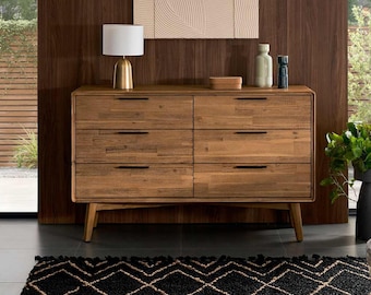 展示品のみ／ミッドセンチュリーモダン 6段引き出しドレッサー