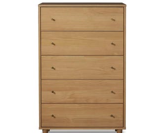 Artículo de exhibición únicamente / Cómoda de estilo moderno de mediados de siglo con 5 cajones