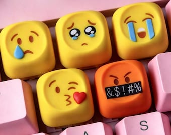 Tecla Emoji Artisan de resina, tecla Escape, tecla personalizada linda, tecla para teclado de juegos, tecla coleccionable para teclado mecánico