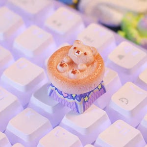 artisan keycap cute bear keycap kawaii keycap resin keycap bubble bath keycap novelty keycap custom keycap mech keyboard gift gamer desk