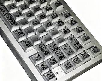 Juego de teclas Cthulhu Old God Gothic PBT Juego completo de teclas con temática retro Teclas personalizadas para teclado mecánico 130 teclas