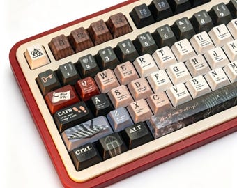 Juego de teclas retro Magic Academy PBT Juego completo de teclas personalizadas temáticas para teclado Teclas góticas novedosas y geniales 137 teclas