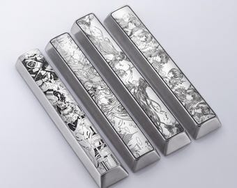 Tecla de barra espaciadora de Genshin Impact, teclas de anime, teclas de metal, teclas artesanales, barra espaciadora personalizada, teclado mecánico para juegos