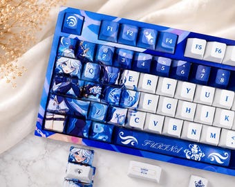 Juego de teclas Furina Anime PBT Juego completo de teclas personalizadas Teclas de juego lindas Teclas temáticas para teclado