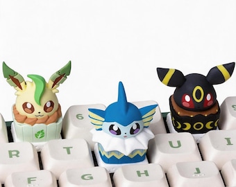 Tecla de resina de Pokémon Eevee, tecla artesanal hecha a mano, tecla de anime personalizada, tecla Eevee linda, tecla Escape para teclado