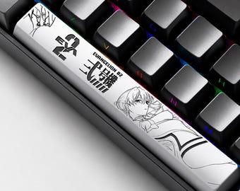 Tecla de barra espaciadora Evangelion, teclas de anime, barra espaciadora de metal, tecla artesanal, tecla para teclado mecánico de juegos personalizado