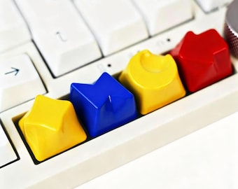 Juego de teclas de flecha de metal azul, teclas artesanales para juegos, teclas ESC personalizadas, teclas únicas para teclado mecánico, teclas geniales.