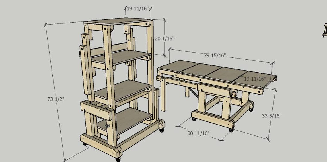 Workbench Plan With Convertible Shelf, Digital File, DIY Plan. Metric ...