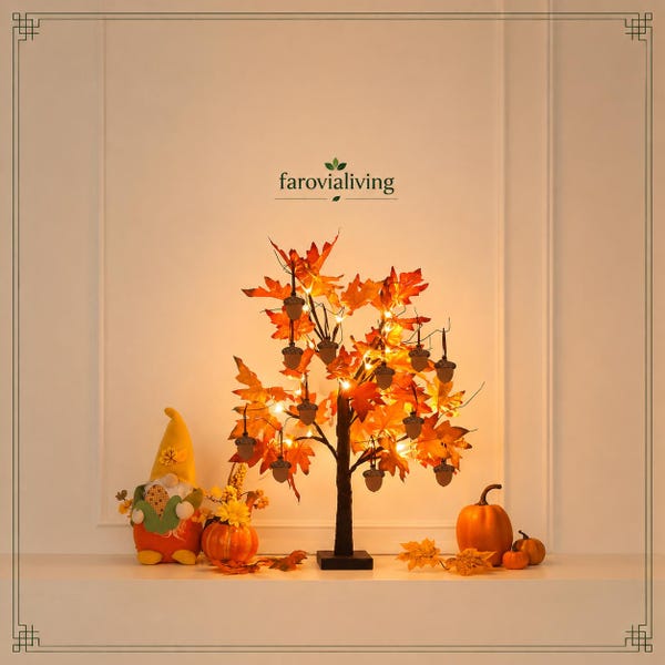 Fall Decor Lighted Maple Tree, Thanksgiving Table Decor, Autumn Centerpiece, Battery Operated Indoor Decoration