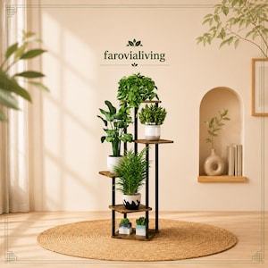 5 Tier Indoor Plant Stand, Metal Corner Plant Shelf, Tall Plant Rack for Multiple Plants, Flower Pot Holder Living Room Patio