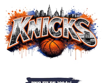 Knicks Basketball PNG, New York Basketball Design, Electric Skyline T-Shirt, High Resolution Sublimation (Digital Download)