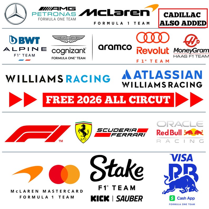 Formula 1 Teams Logo 2026 SVG, Formula 1 SVG, Racing Logo Svg Png Pdf ...
